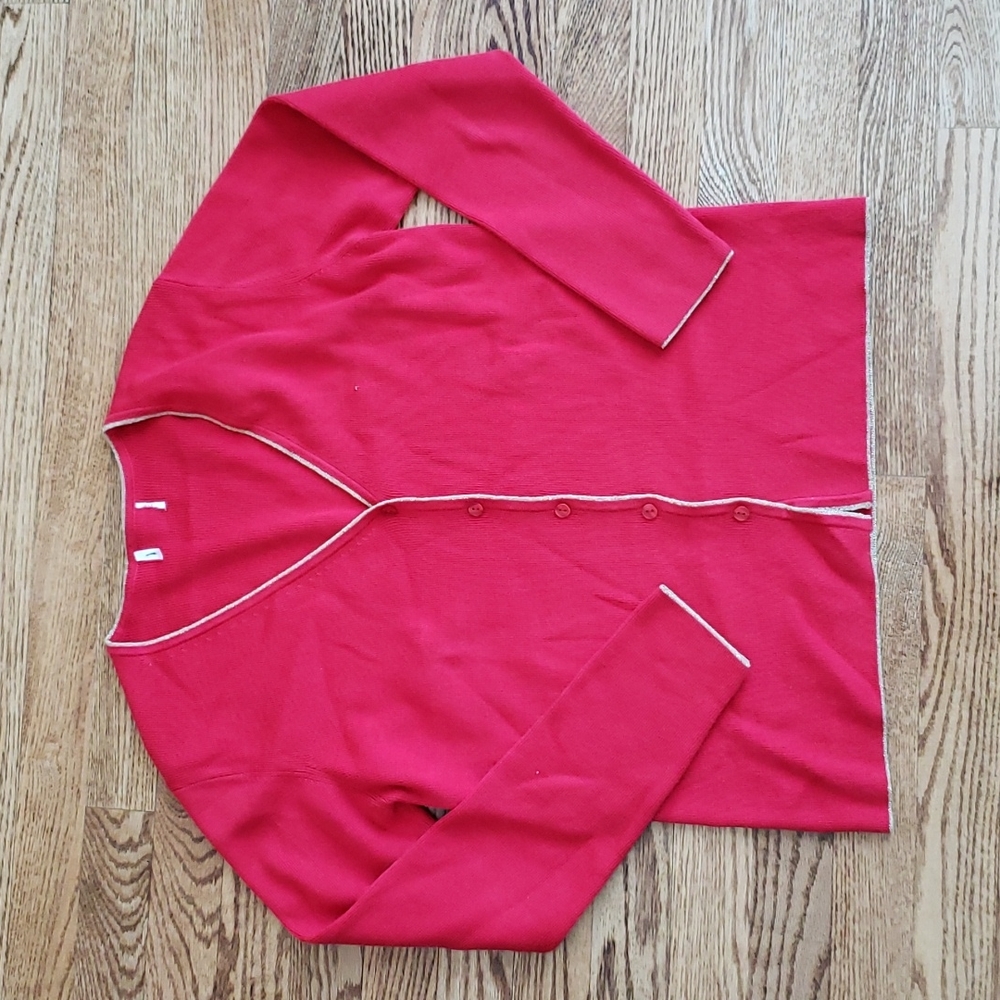 (M) Sparkly Gold Trim V Neck Cardigan Holiday Festive Business Celebration